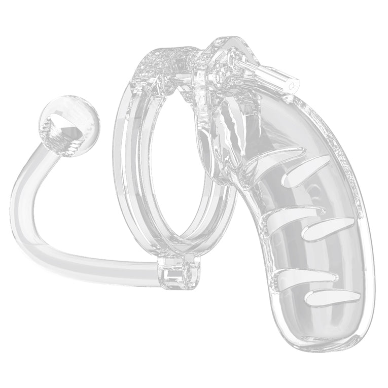 Clear Chastity Cage with Anal Plug for Men - 4.5 inches