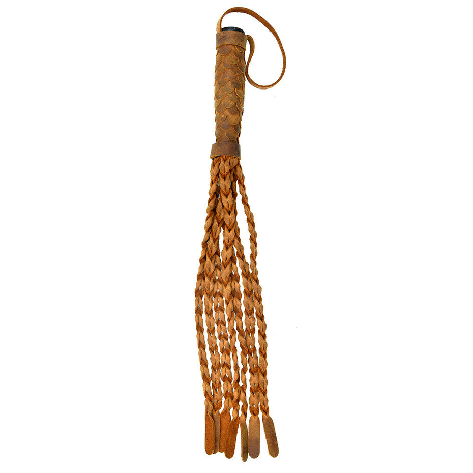 Italian Leather Braided Whip with a Medieval Style and 15 Inch Length for Painful Sensations.