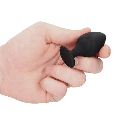 Black Silicone Swirled Butt Plug Set with Ouch Effect.