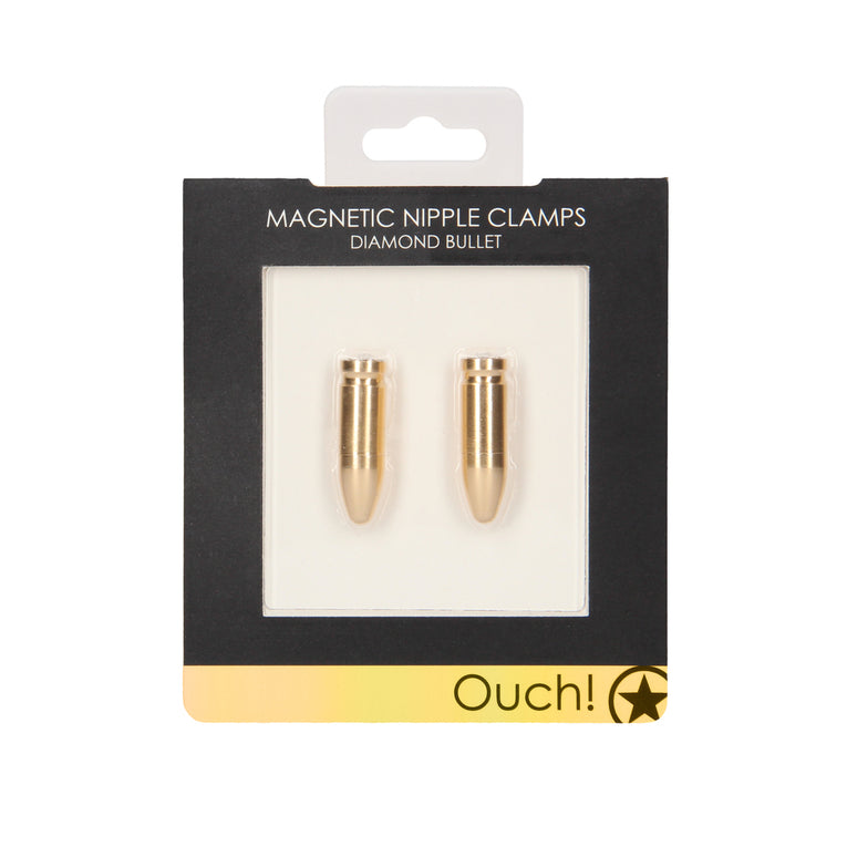 Gold Magnetic Nipple Clamps with Diamond Bullet