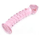 Pink Glass Dildo with Textured Surface.