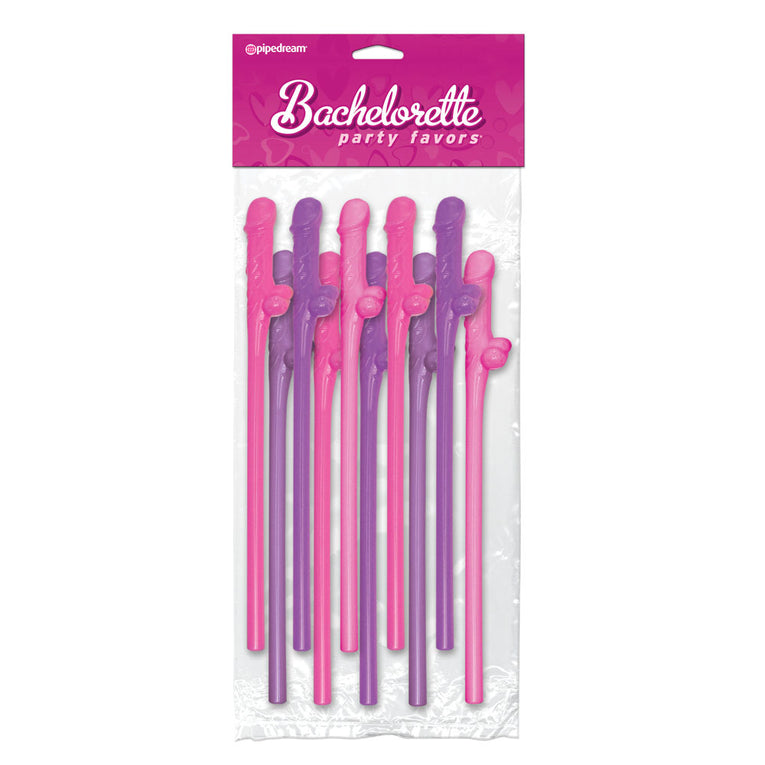 10 Pink and Purple Pecker Straws for Bachelorette Parties