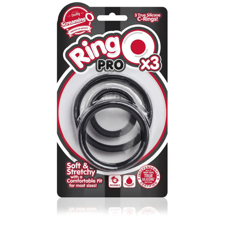 Black Screaming O Cock Rings - RingO Pro X3