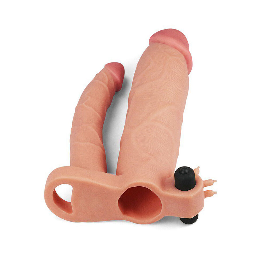 3 Dual Vibrating Extender in Flesh Pink by Lovetoy