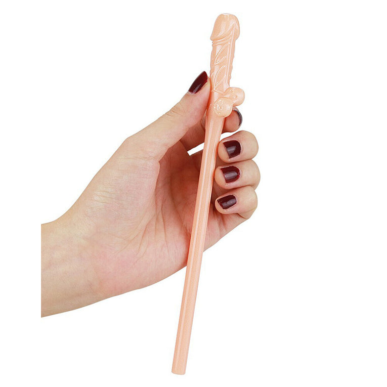 Pack of 9 Flesh Pink Willy Straws by Lovetoy.