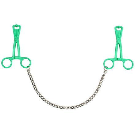 Metallic Chain Nipple Clamps in Green Hue