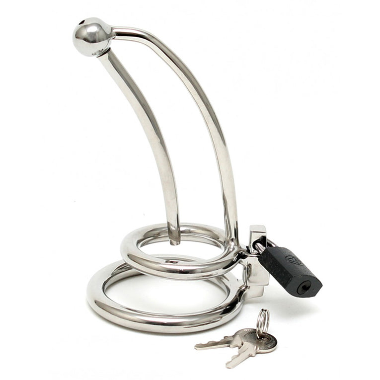 Curved Chastity Lock with Urethral Tube for Penis Control