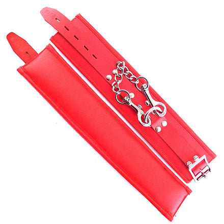 Red Padded Wrist Cuffs by Rouge Garments.