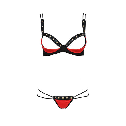 Red and Black Passion Bra Set by Midori.