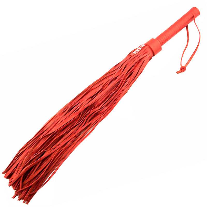 Red Leather Flogger by Rouge Garments, Large Size.