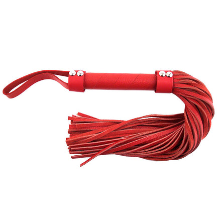 Red Leather Flogger by Rouge Garments.
