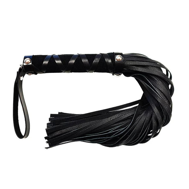 Studded Short Leather Flogger in Rouge