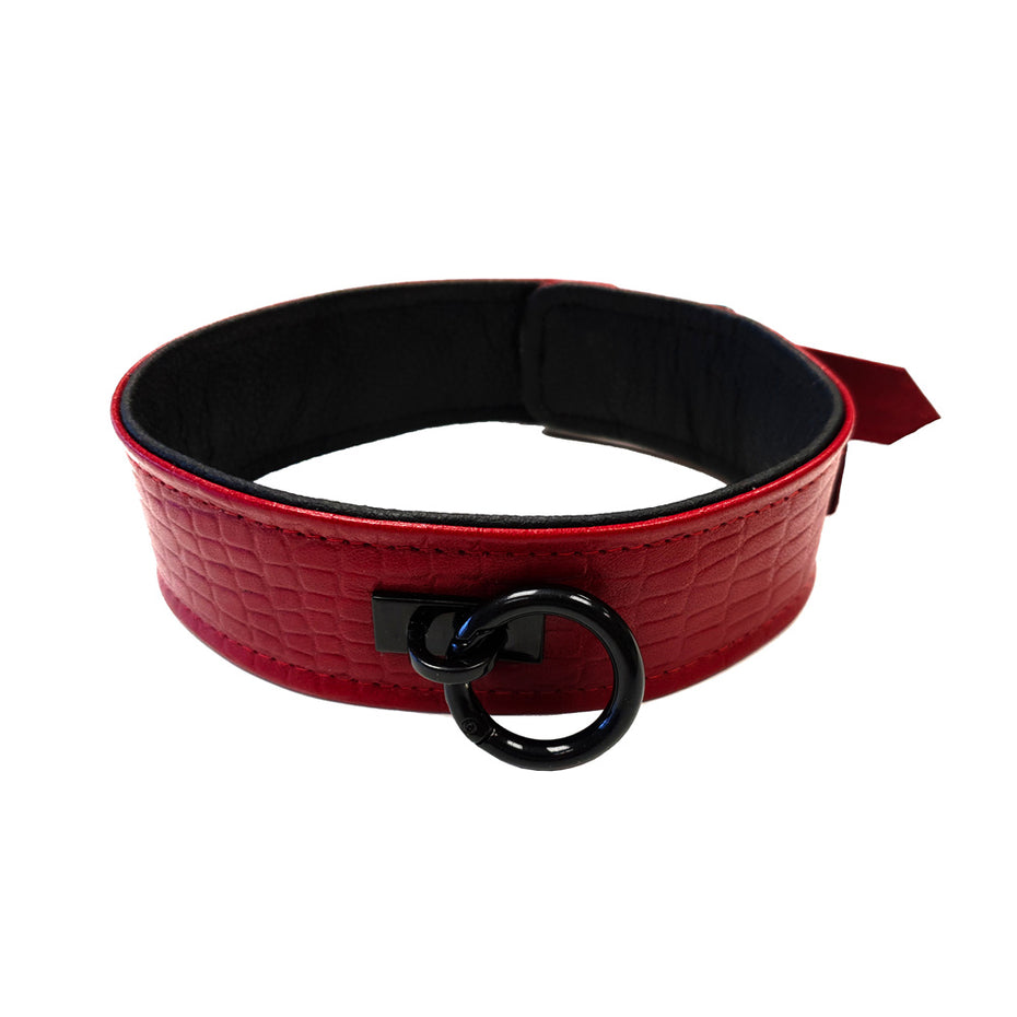 Croc Print Leather Collar by Rouge Garments.