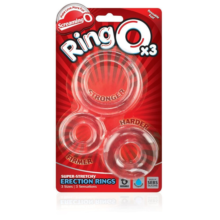 Triple Clear Cock Rings by Screaming O - RingO x3