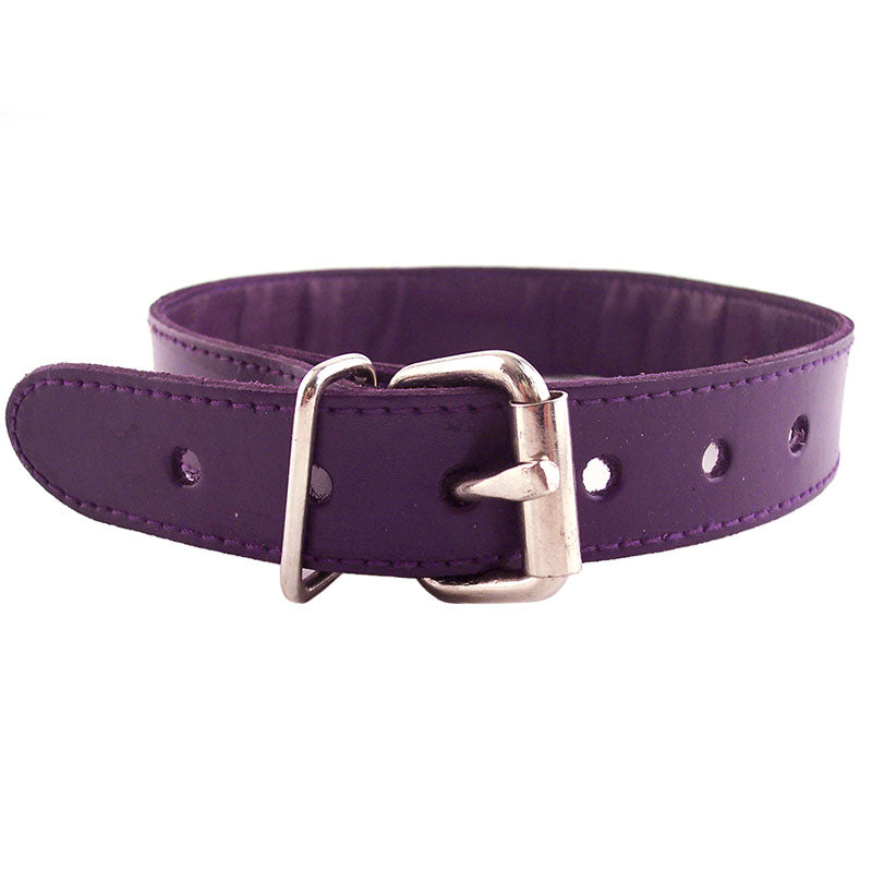 Purple studded collar with ORing from Rouge Garments.