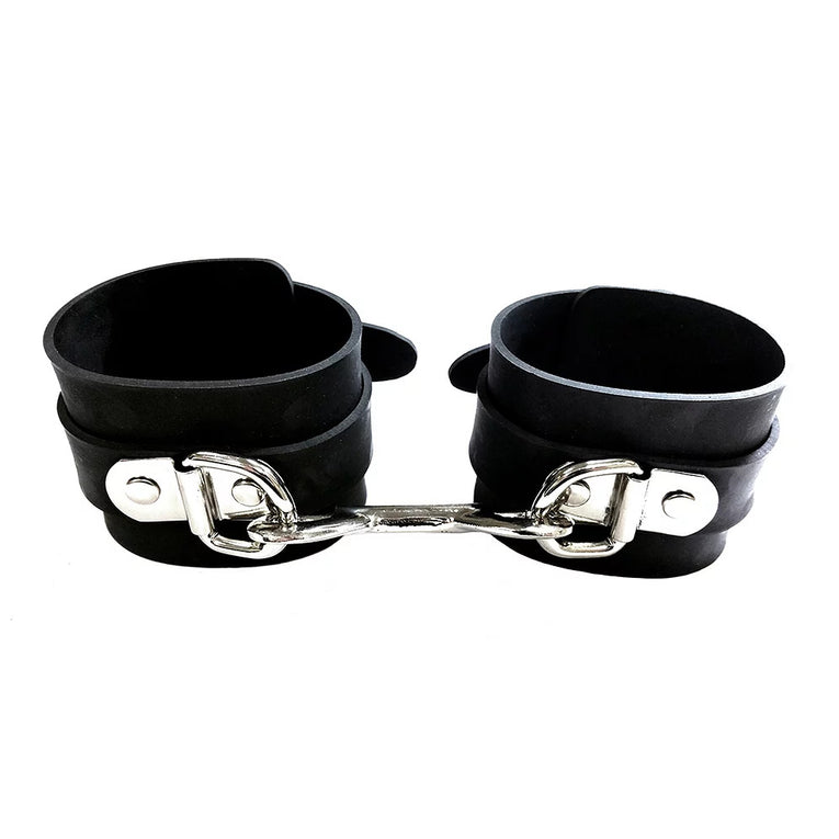 Black Rubber Ankle Cuffs by Rouge Garments.