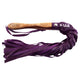 Purple Leather Flogger with Wooden Handle by Rouge Garments.
