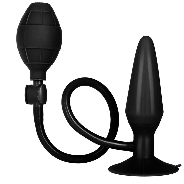 Medium Black Inflatable Silicone Anal Plug for Pleasure.