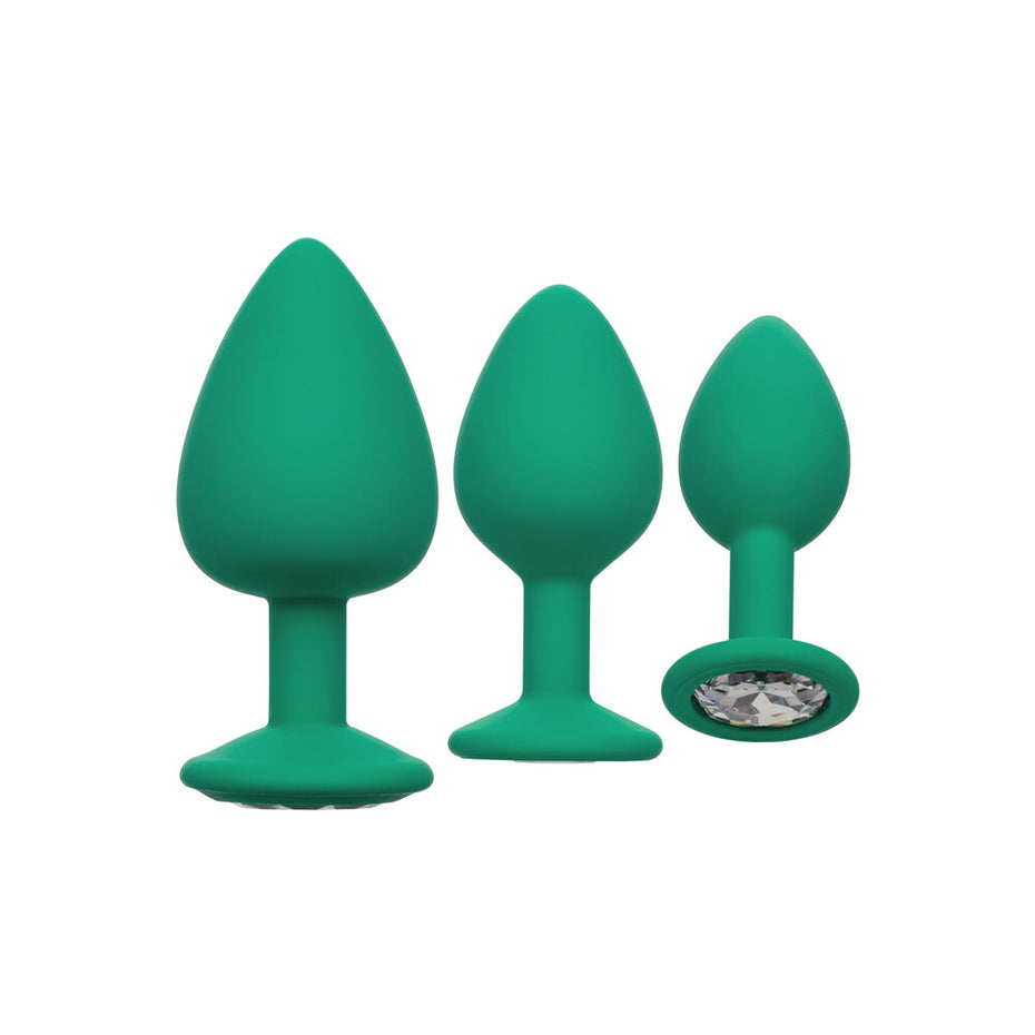 Green Cheeky Gems 3-Piece Butt Plug Set