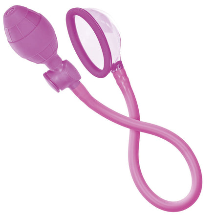 Pink mini clitoral pump made of silicone.