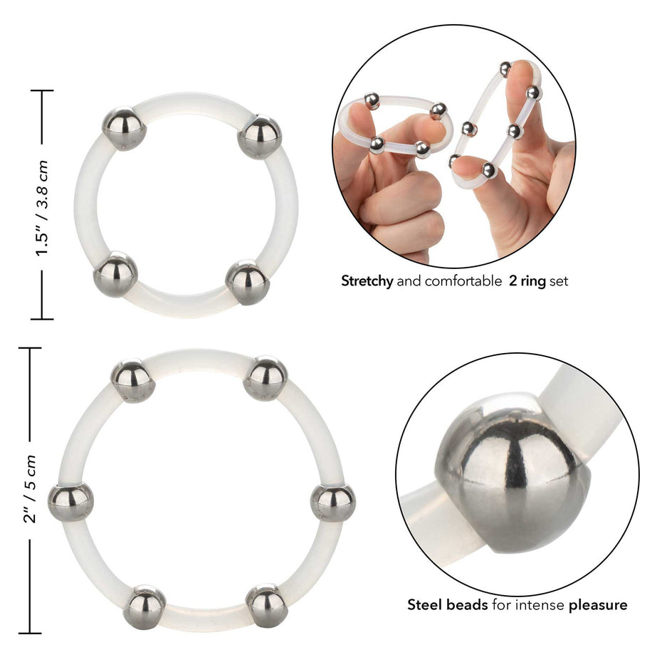 Set of Silicone Rings with Steel Beads.