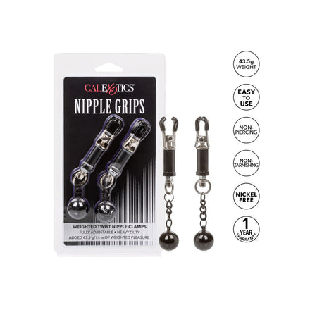 Weighted Twist Nipple Clamps with Grips