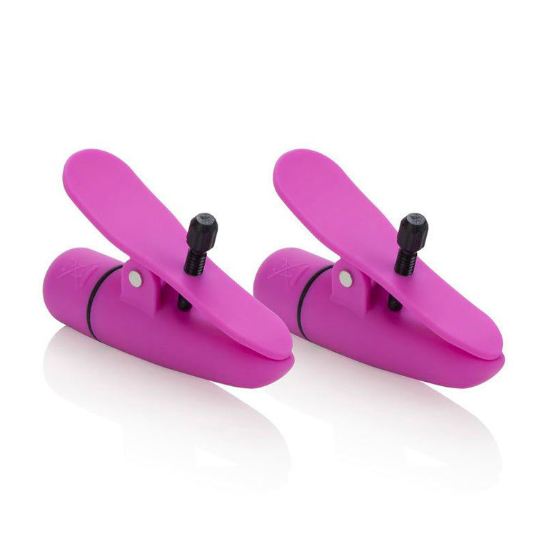 Adjustable Pink Vibrating Nipple Clamps - Nipplettes