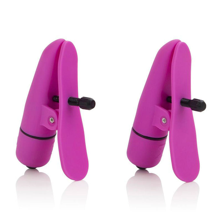 Adjustable Pink Vibrating Nipple Clamps - Nipplettes