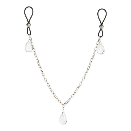 Crystal Non-Piercing Nipple Jewelry with Chain Accent