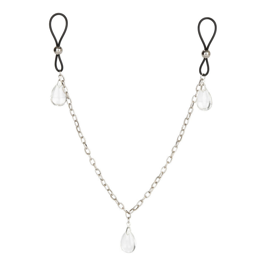 Crystal Non-Piercing Nipple Jewelry with Chain Accent