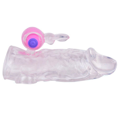 Vibrating Clear Penis Extender with Rabbit Stimulator
