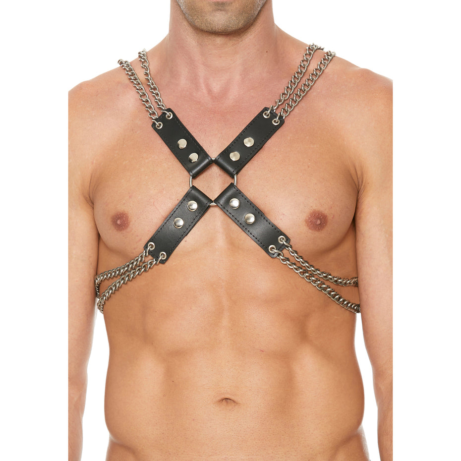 Sturdy Leather & Chain Body Harness