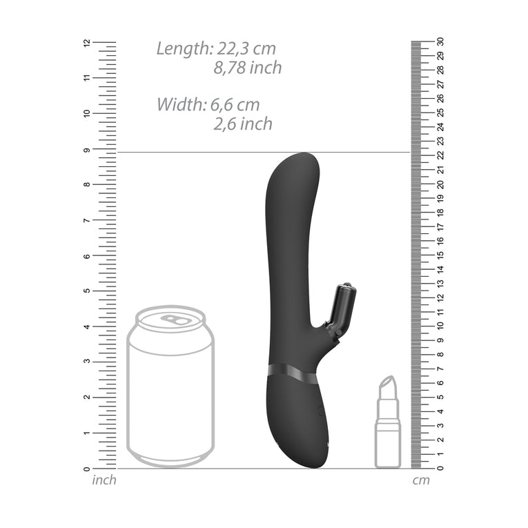 Black Interchangeable Rabbit Vibrator with Double Action by Vive Chou.