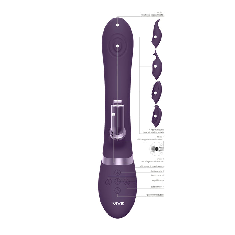 Purple Rabbit Vibrator with Interchangeable Tips - Vive Etsu