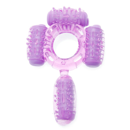 Purple Vibrating Cock Ring with Quad Action - Humm Dinger