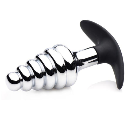 Ribbed Anal Plug with Metal and Silicone from Master Series Dark Hive.
