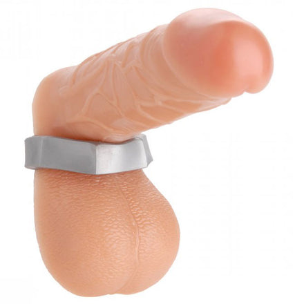 Heavy Duty Silver Cock Ring with Ball Stretcher