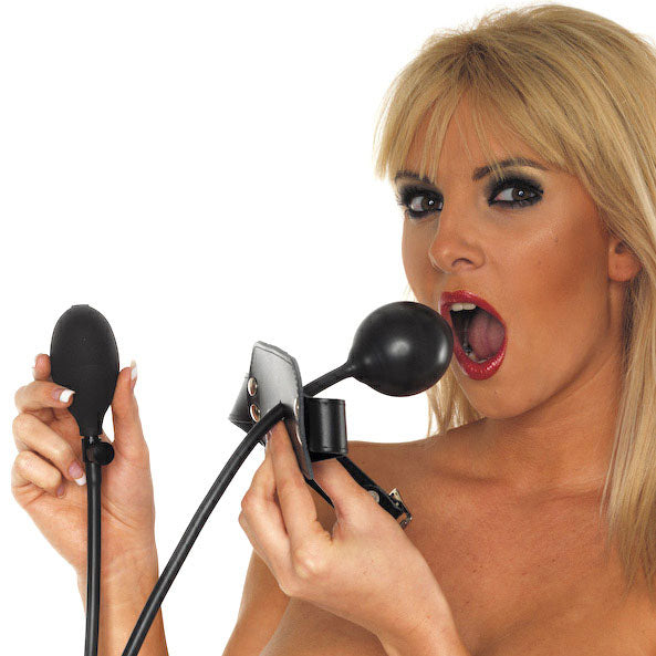 Inflatable Leather Gag for BDSM Play.